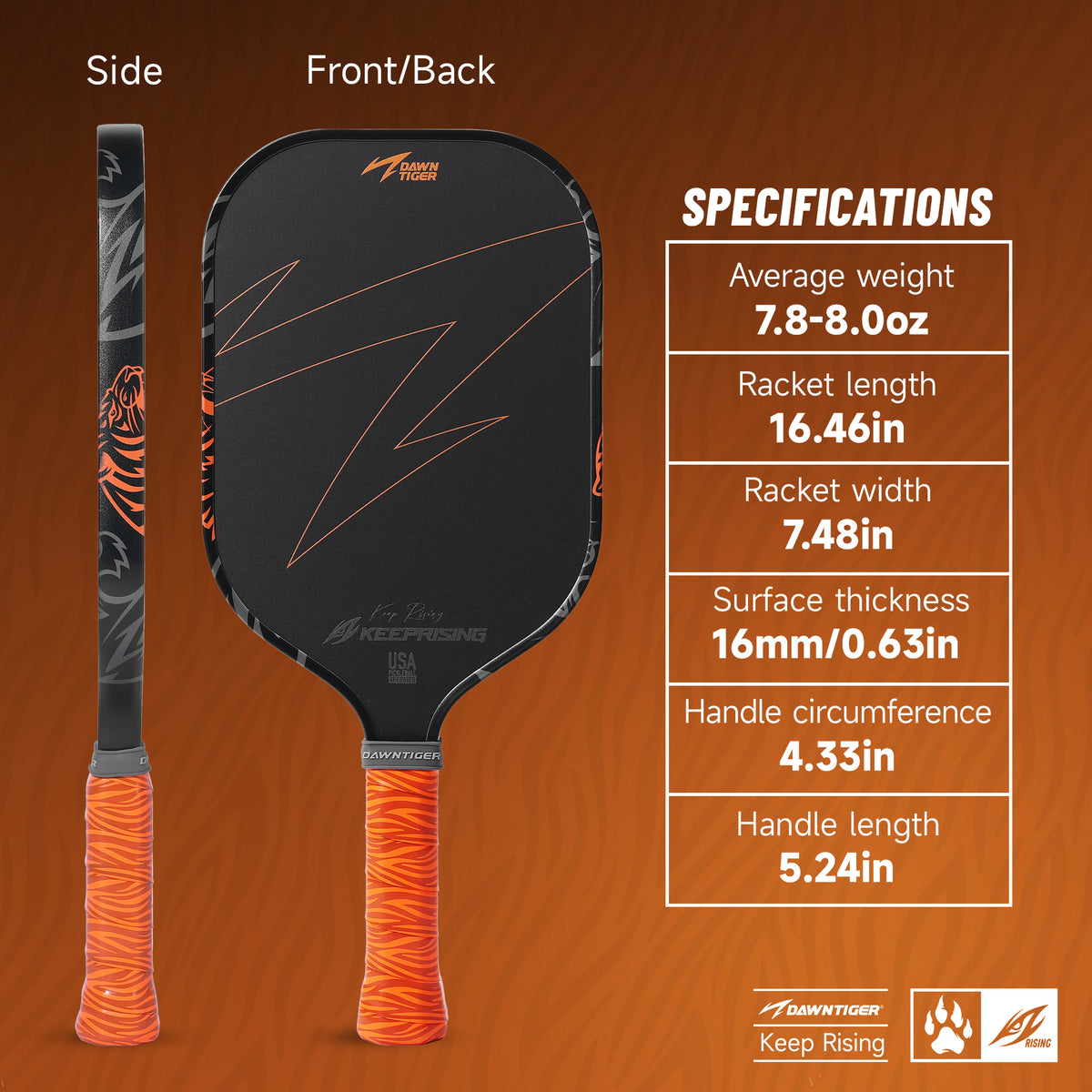 DAWNTIGER Rising Pickleball Paddle, Toray T700  Carbon, USAP Approved