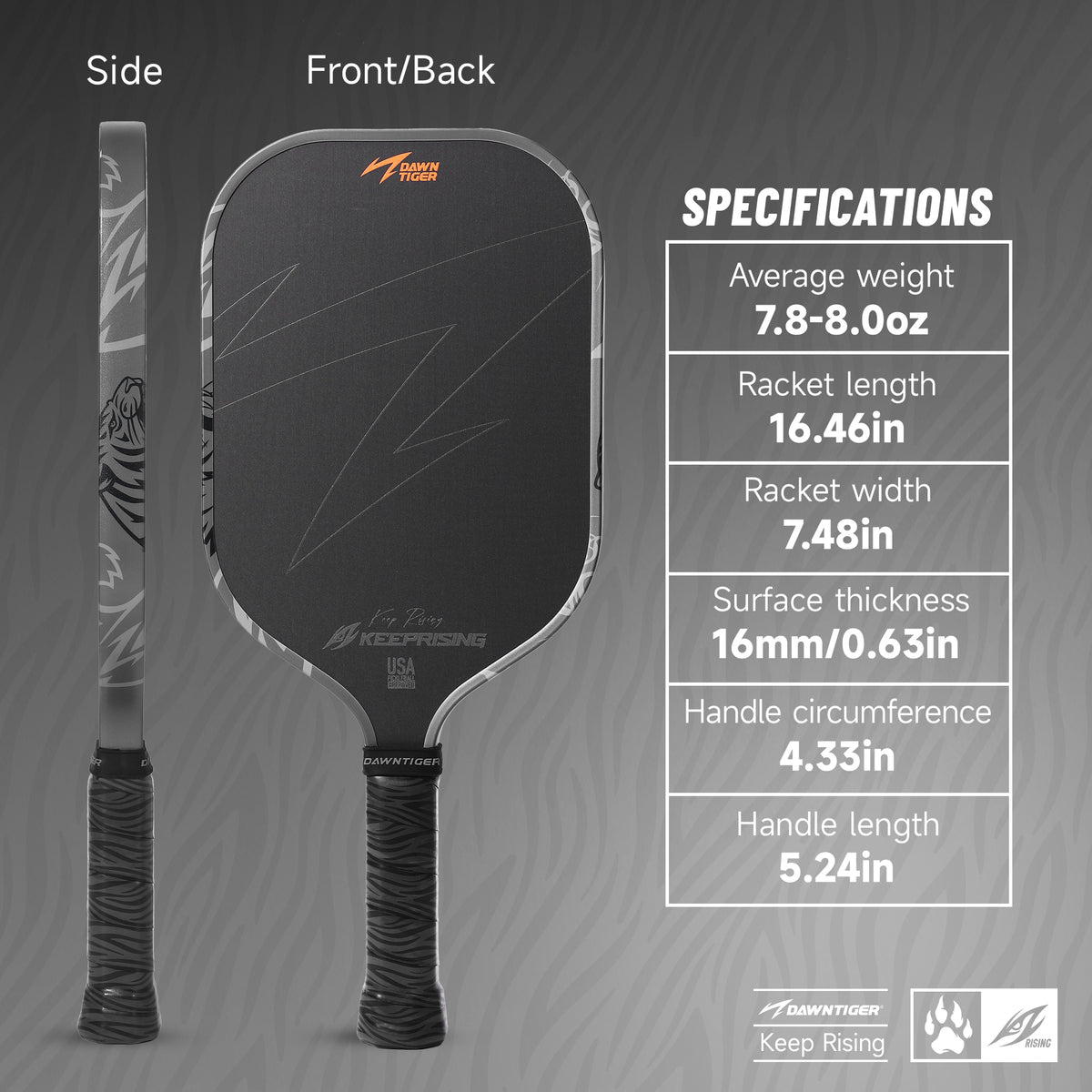 DAWNTIGER Rising Pickleball Paddle, Toray T700 Carbon, USAP Approved