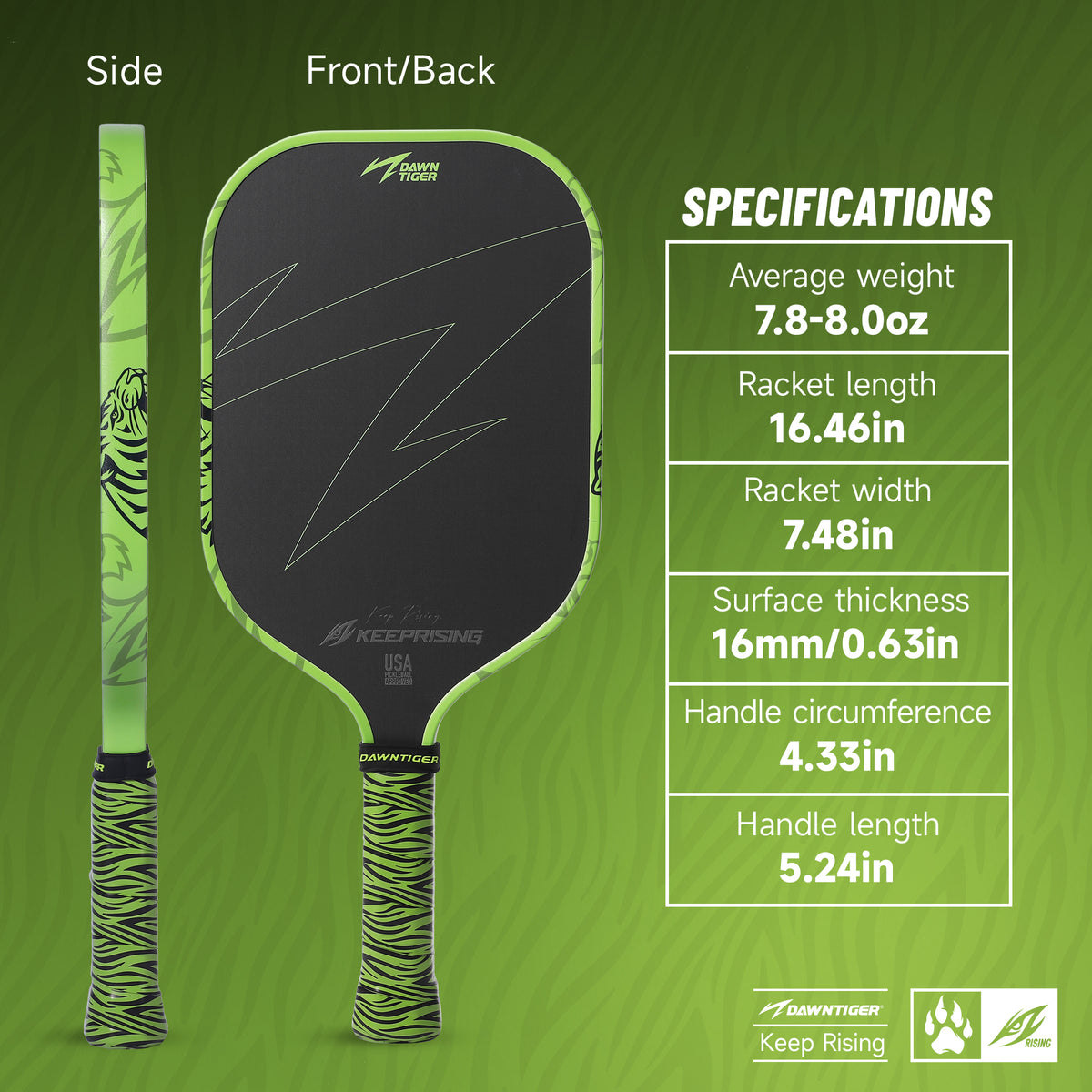 DAWNTIGER Rising Pickleball Paddle, Toray T700  Carbon, USAP Approved