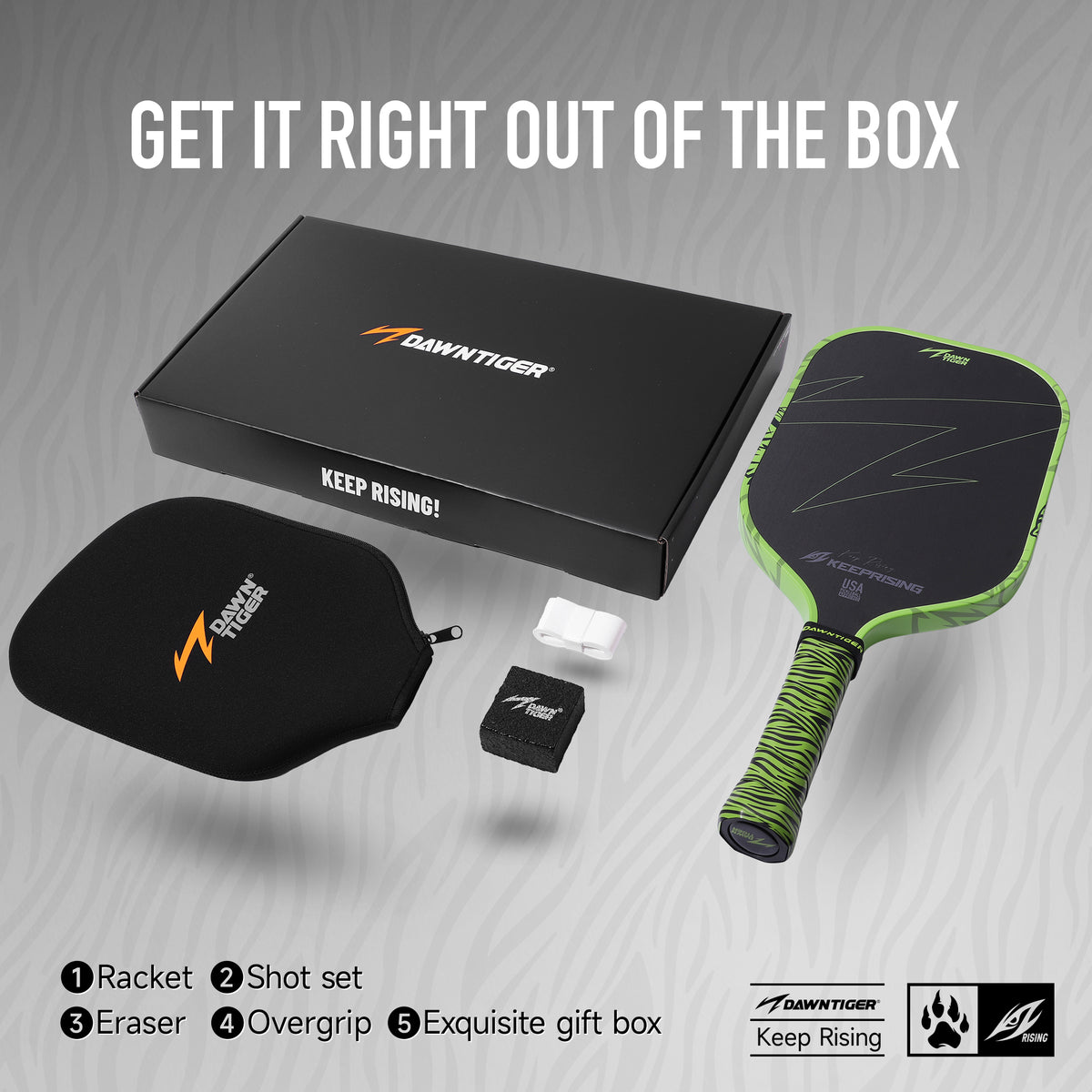 DAWNTIGER Rising Pickleball Paddle, Toray T700  Carbon, USAP Approved